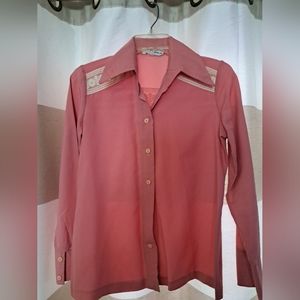 Preowned Mr Martinez Women's Pink Long Sleeve Blouse With Embroidery Size Small